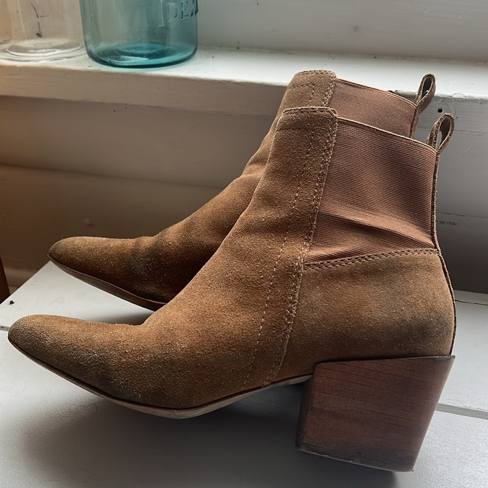 Matisse Tan Suede boots high heel booties brown pointed toe Women’s size 8.5 - Picture 6 of 13